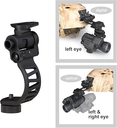 Miniatura 5 de YSS Nueva aleación de aluminio PVS14 visión nocturna J-brazo montaje apto para casco calado diseño (soporte ojo izquierdo, rosca china)