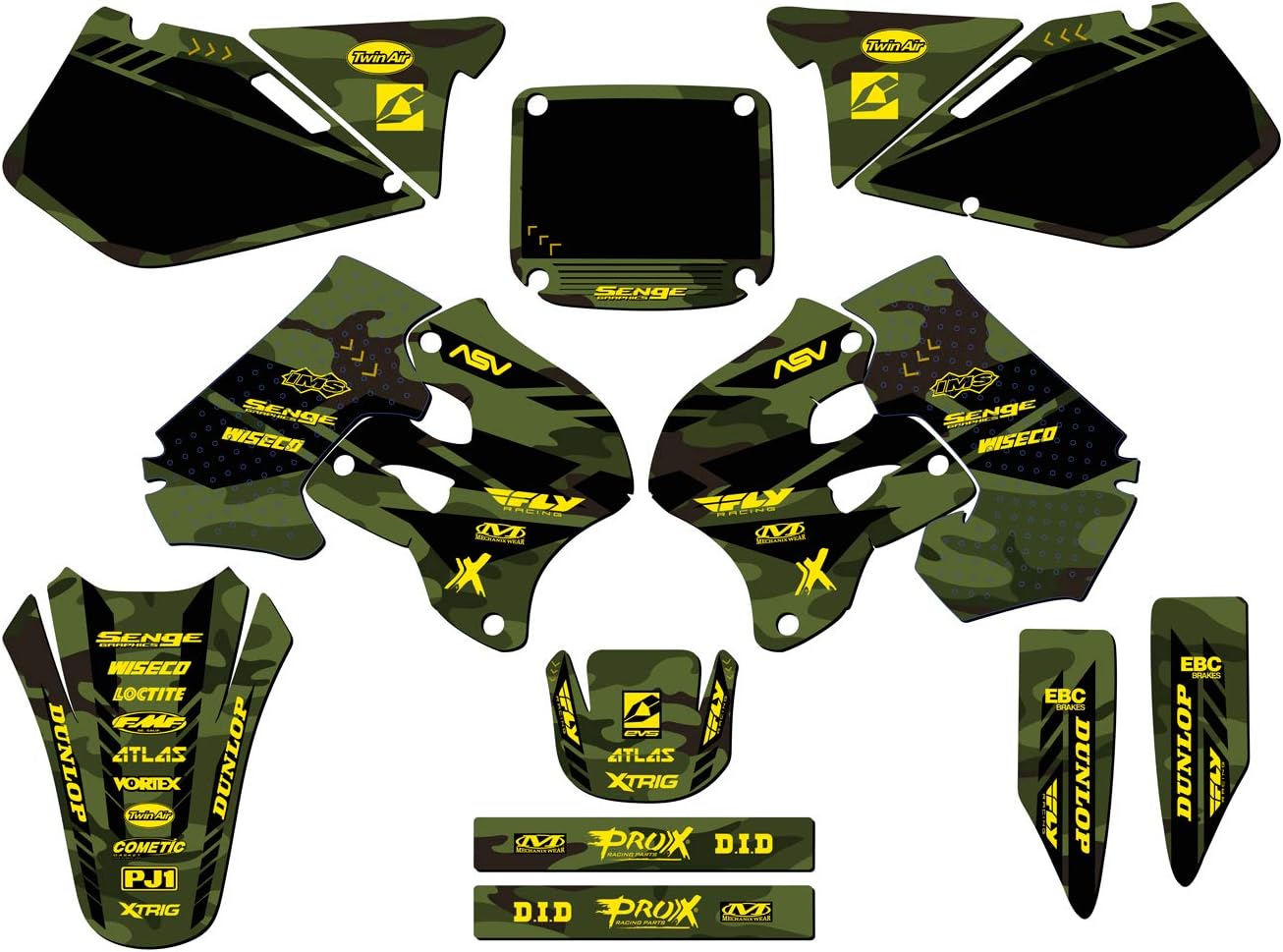 1996-1998 RM 250 Apache Green Senge Graphics Complete Kit with Rider I.D. Compatible with Suzuki
