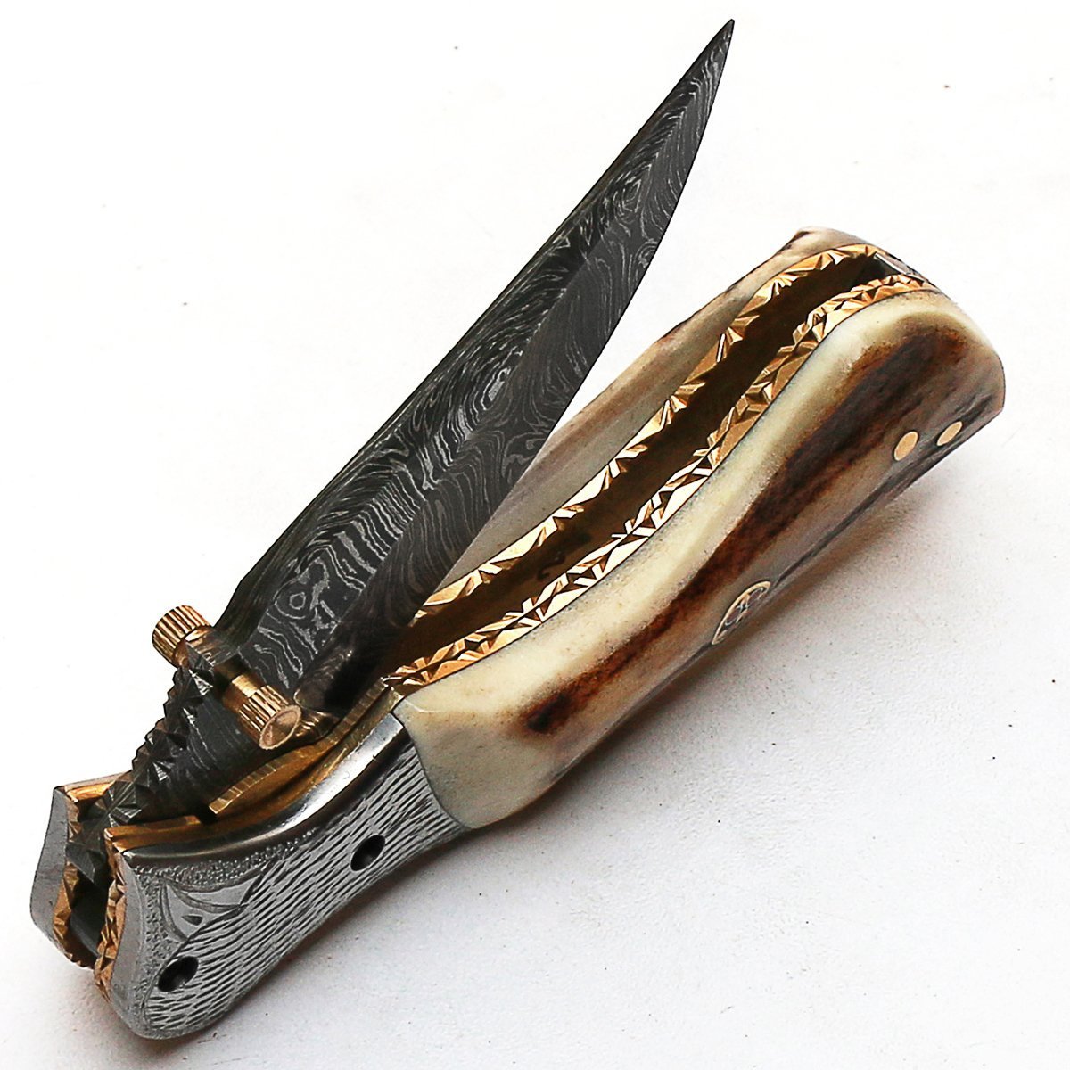 BELLO 8852 Coltello pieghevole Personalizzato a mano Coltello in acciaio damascato garantisce qualità Damasco Coltello con fodero in pelle di alta qualità