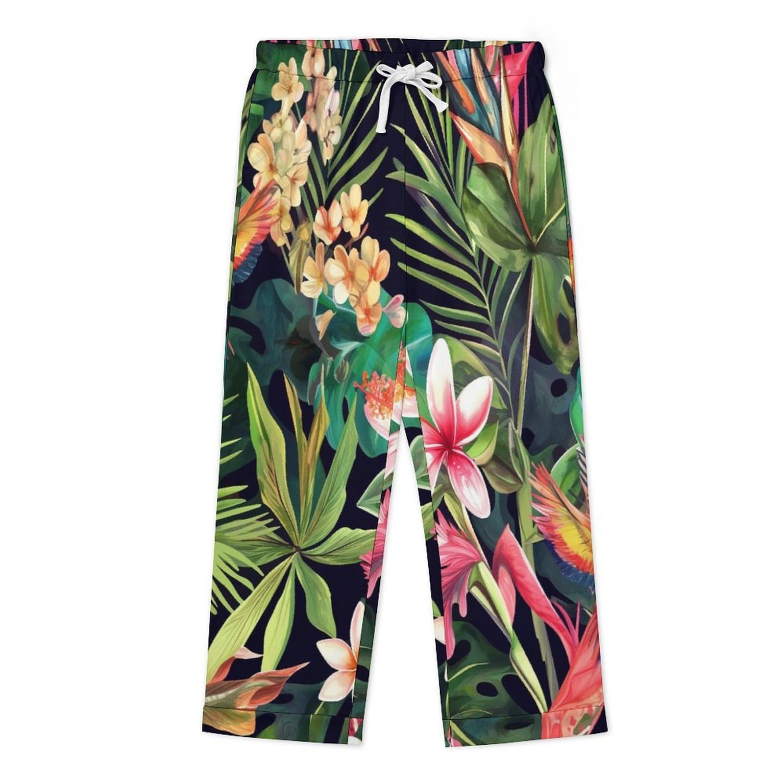 OLEETS Completo Pigiama da Uomo 2 Pezzi - Fiori E Foglie Pigiama Invernale Completo con Top E Pantaloni 2 Pezzi Morbido E Confortevole Casual da Notte