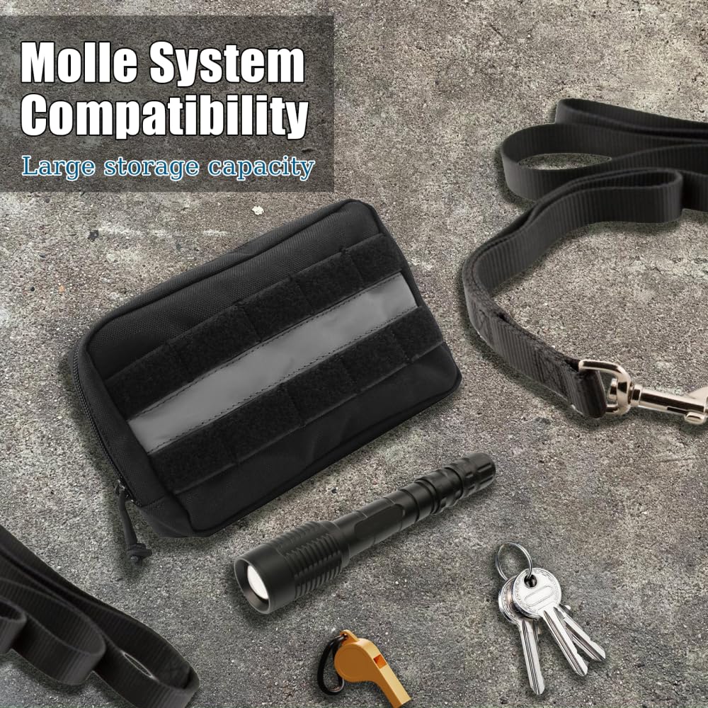 DONGKER Borsa da Sella per Cani Tattica, Zaino per Imbracatura Cane Molle in Nylon 1000D con Striscia Riflettente, Borse per Gilet Animali per Trasporto Dolcetti, Giocattoli e Altri Oggetti