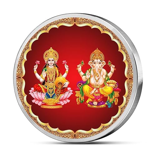 Dumurti Laxmi Ganesh 20 Gm Silver Coin Coloured (999) Pure Silver
