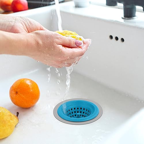 Miniatura 3 de OGGI Tapón de fregadero de silicona y metal, gran tapón para fregadero de cocina, tapón de drenaje de silicona, tapón de fregadero, borde de metal