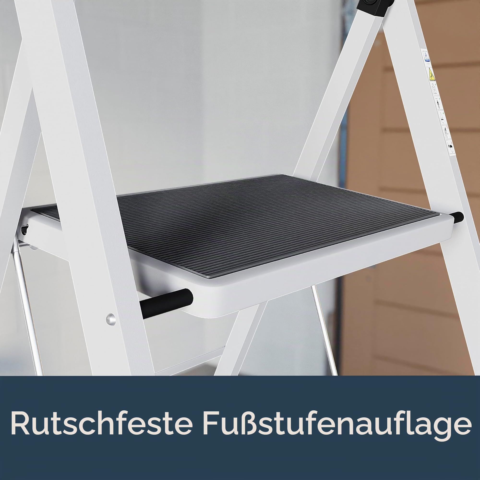 Home Vida® 4 Schritt Leiter, Heavy Duty Stahl, faltbar, tragbar mit Antirutschmatte