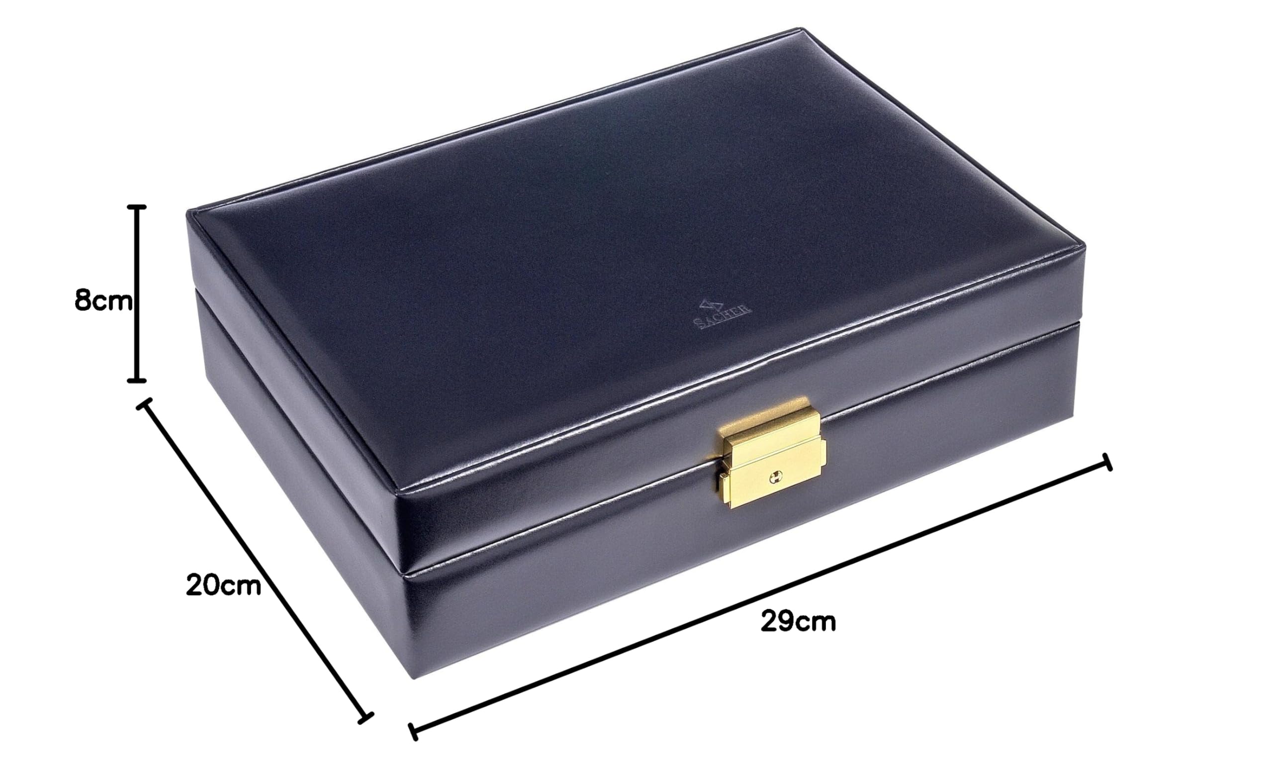SACHER Custodia per 10 orologi/acuro/blu/pelle/fatto a mano in Germany/portagioie