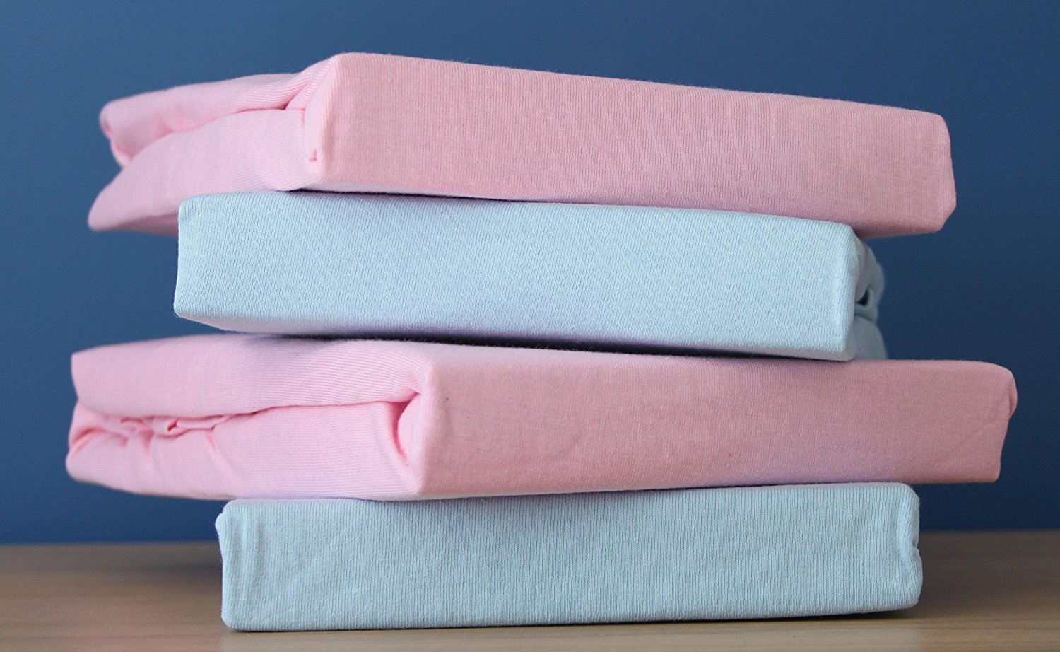 Dudu N Girlie Moses Basket Sheets 74x30cm – Pink & Blue, 2 Pack, 100% Jersey Cotton Fitted Bedding for Carrycots & Prams