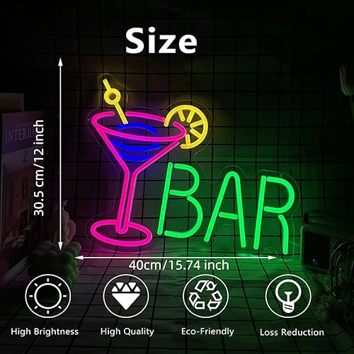 Miniatura 3 de Letrero de barra de neón alimentado por USB, decoración de pared de barra rosa para bar en casa, cueva de hombre, iluminación LED multiescena, luz