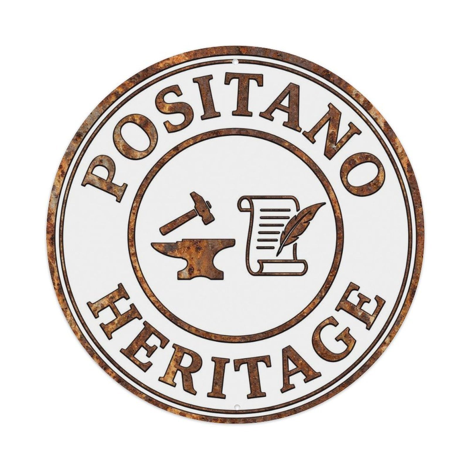 Italian Positano Seaside Panorama Italy Travel Coastal Metal Tin Sign Plaque Wall Decor for Cafe, Man Cave, Club Bar, Office, Home Garden Round Metal Poster 8x8Inch