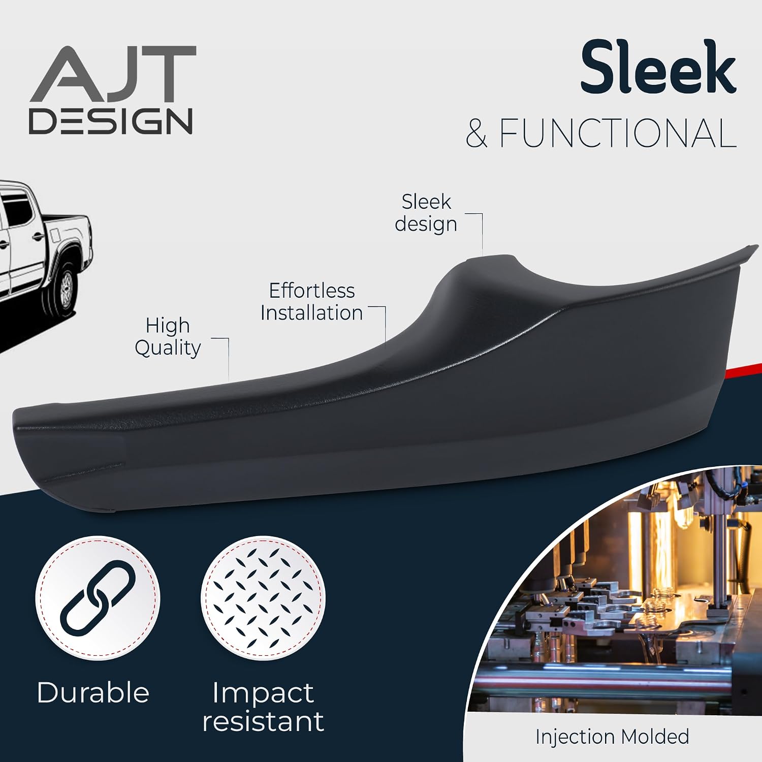 AJT DESIGN Car Door Handle Cover & 4x4 Knob Compatible with Toyota Tacoma (2016-2023) and Tundra (2014-2021) | Chrome Delete Interior Upgrade | ABS Plastic | Simple Installation | Black | Made in USA