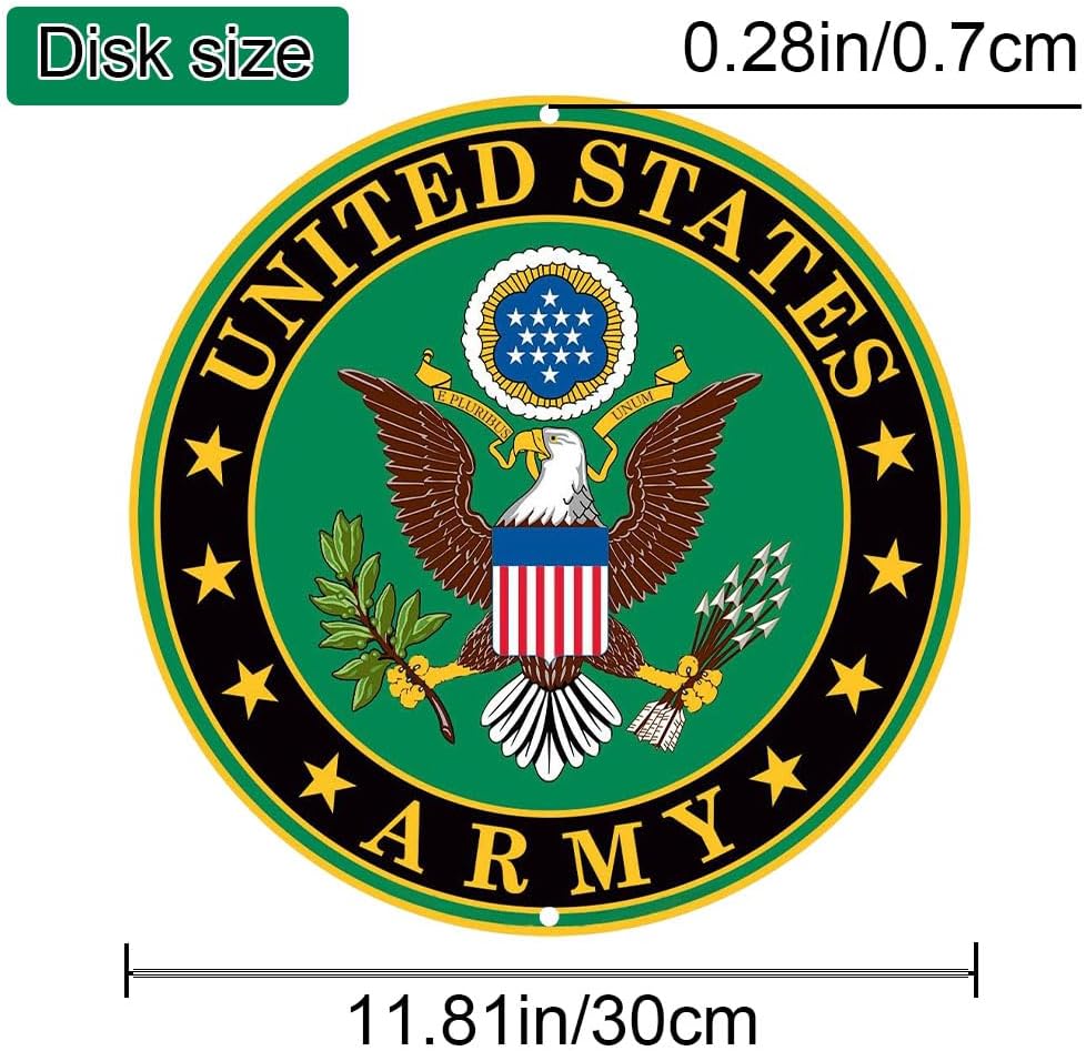 6Pcs United States Army,Coast Guard,Marines,Navy,Air Force,Space Force Logo Metal Sign Military Wall Decor, 12 Inch Round Emblem, US Military Service Branch Wall Decor (Six colors)
