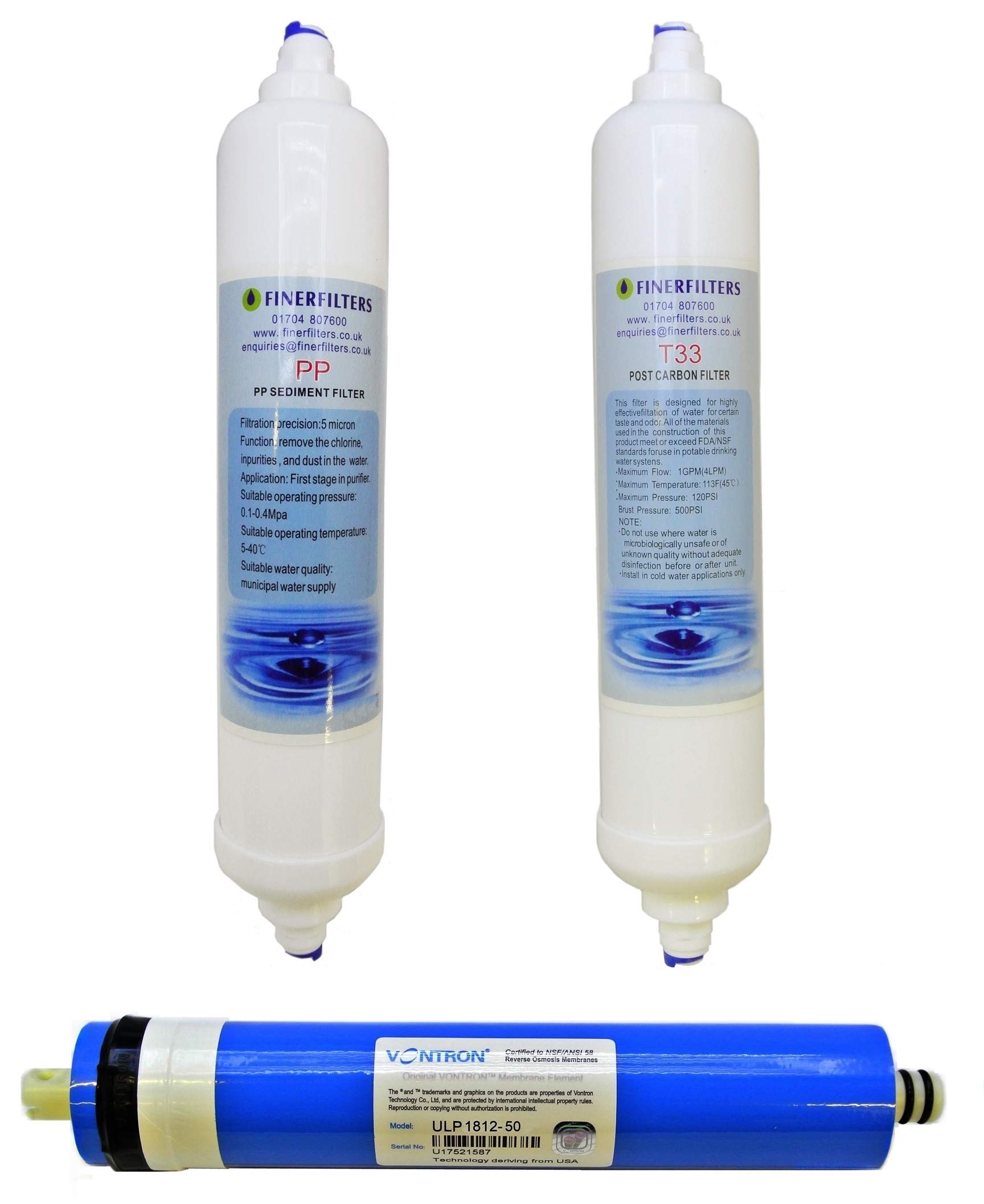 Finerfilters Système de filtre à eau compact pour aquarium à osmose inverse à 3 étapes pour poissons tropicaux avec membrane de 50 GPD