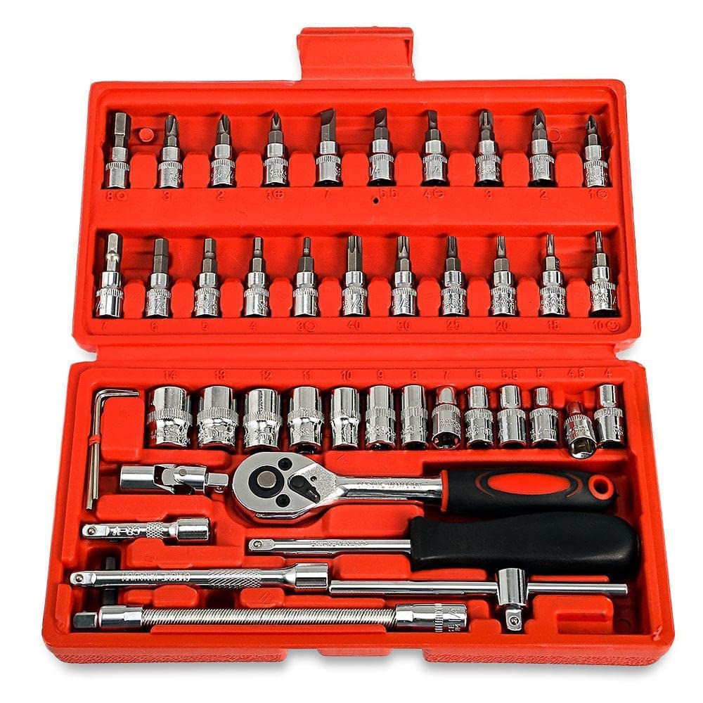 Kresal 46 in 1 Pcs Tool Kit & Screwdriver and Socket Set, Hand Tool Kit Wrench Set, Multi Purpose Combination Tool Case Precision Socket Set, Bike Tool Kit Set All Bike, Car Tool Kit Set (B0DB8RTJL4) Amazon Price History, Amazon Price Tracker