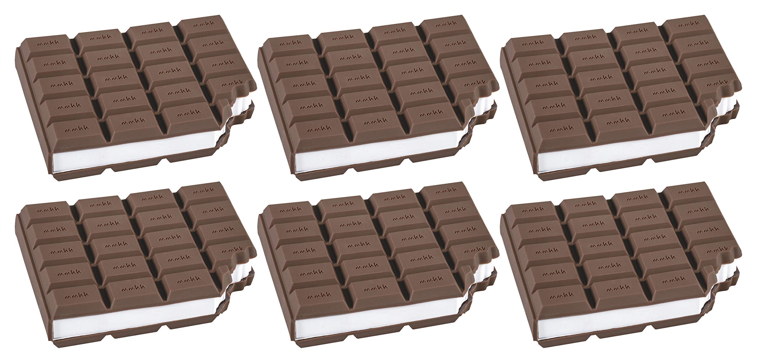 BRUNNEN 1027348 Haftnotizblock Schoko (mit abgebissener Ecke, mit 100 Haftnotizen) (Dunkelbraun/weiß, 6)