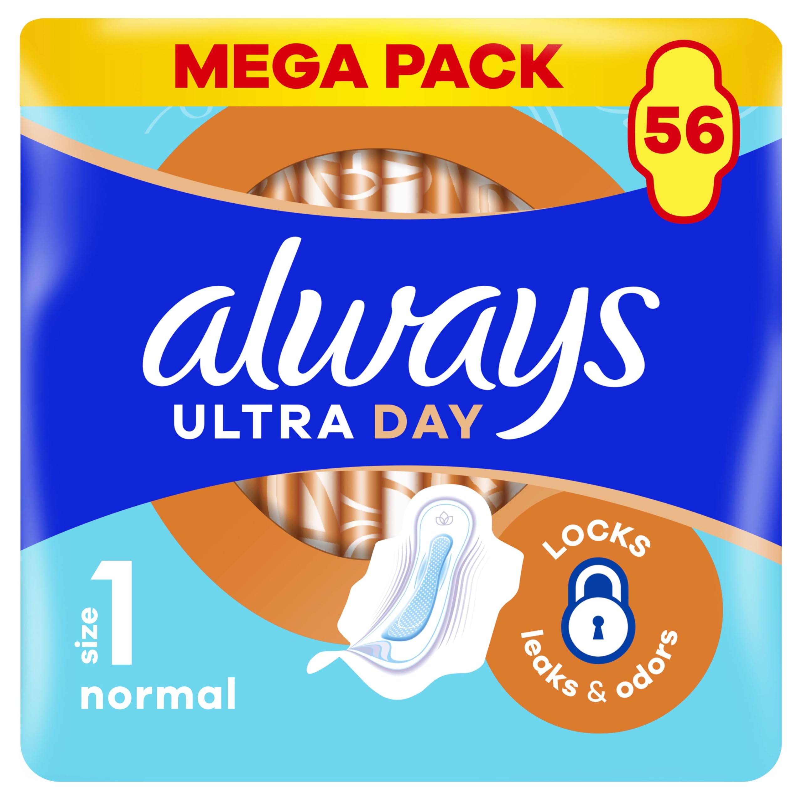 Always Podpaski Ultra Day Normal (rozmiar 1) Podpaski ze skrzydełkami, x 56