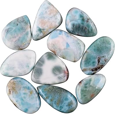 InfinityGemsArt 2pcs Mix Shape Natural Larimar Stone Blue Pectolite, Atlantis, Dolphin Crystals and Gemstones, Cabochon for Jewelry Making, Crystals, Wire Wrapping Wholesale Loose Supply