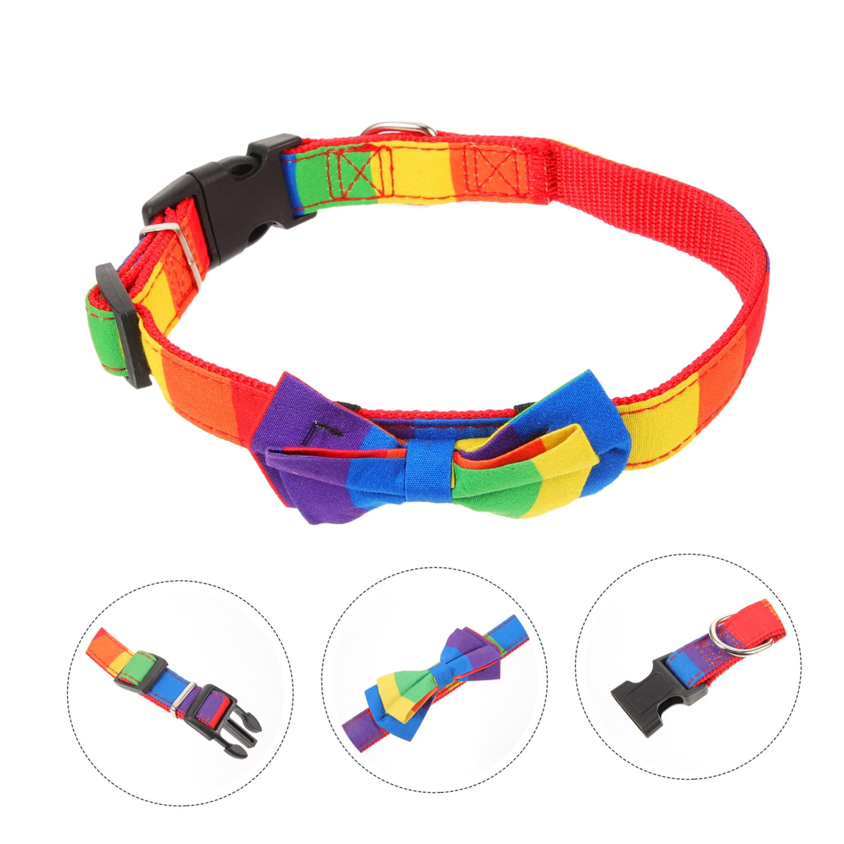 FRCOLOR 5pièces Collier Ajustable Tissu pour Chiens Et Motif Arc-Ciel avec Nœud Décoratif Accessoire pour Animaux De Compagnie