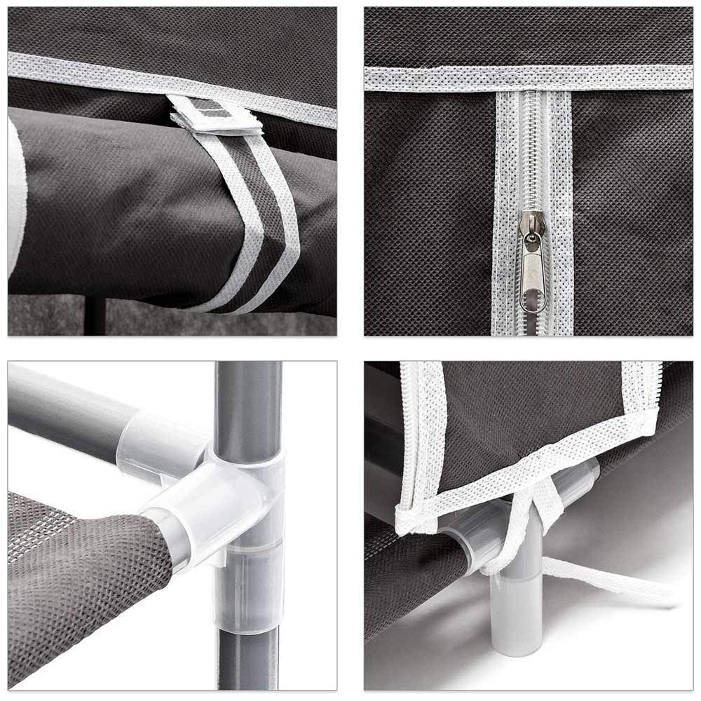 BAKAJI Scarpiera Armadio Salvaspazio 10 Ripiani 60x30x150cm Fino a 36 Paia di Scarpe Struttura Acciaio e Rivestimento in Tessuto TNT Impermeabile con Chiusura Zip Antipolvere (Grigio)