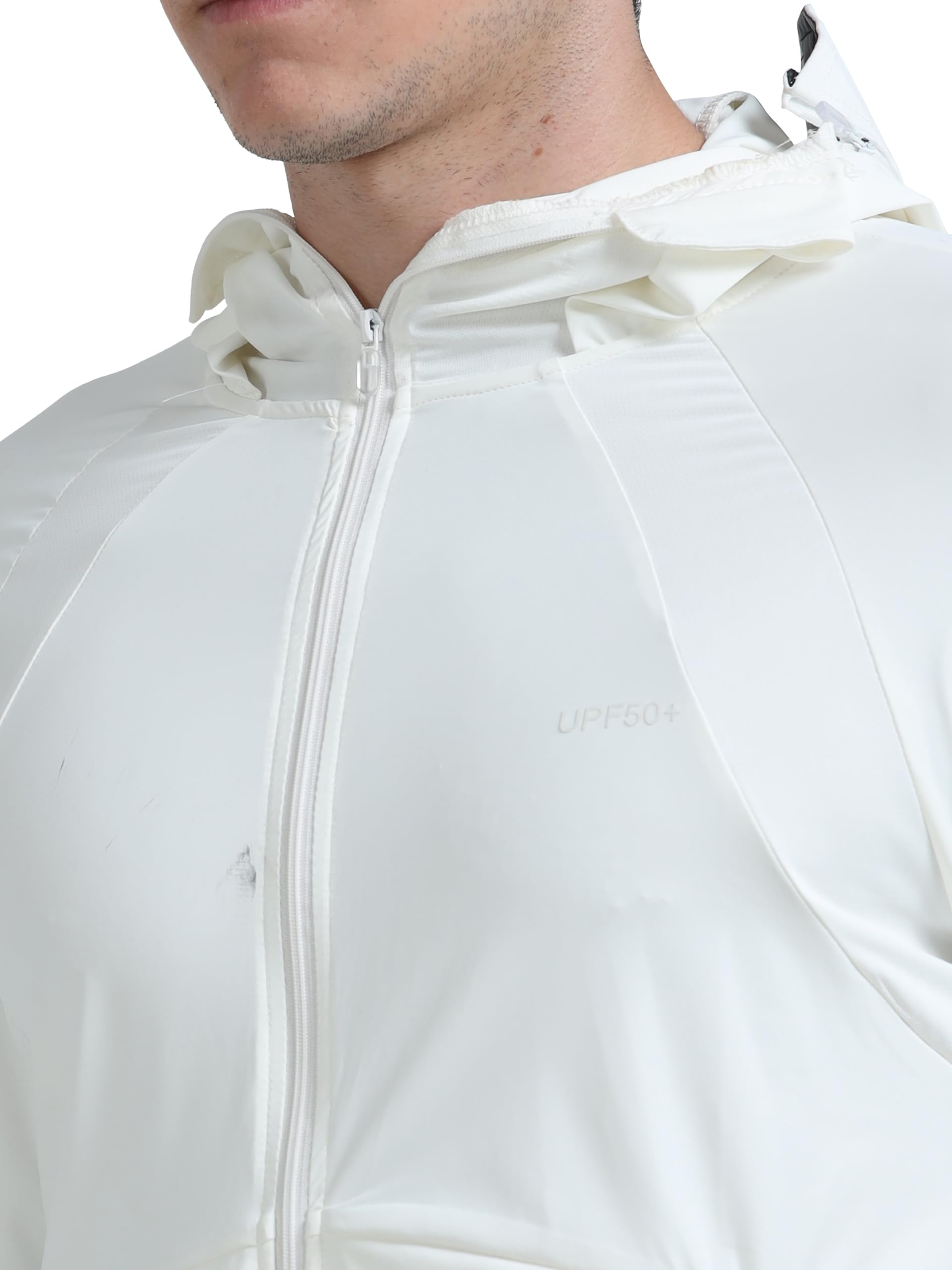 FABSPORTS Men's Nylon Standard Length UV Protection Sun Screen Jacket, Sun Protection Clothing, Lightweight with UPF 50+ for Outdoors, White, Medium - Image 5 thumbnail