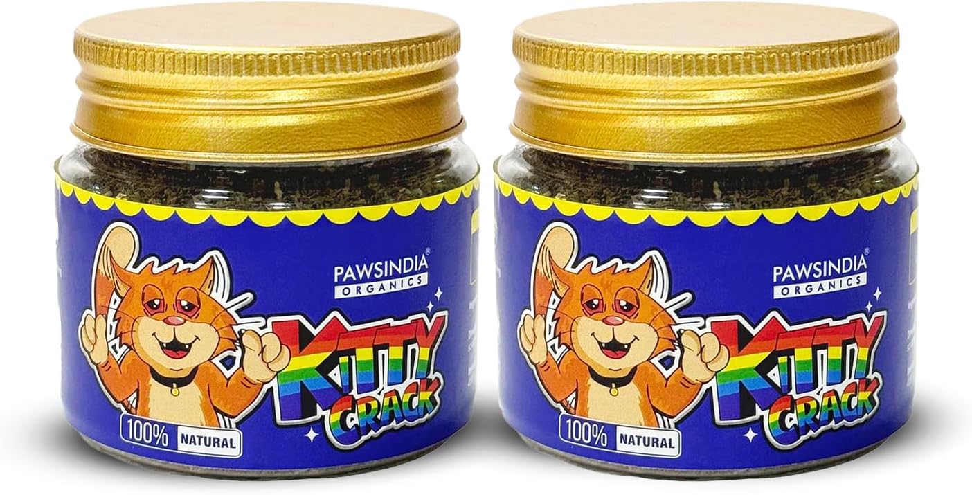 Pawsindia Kitty Crack Organics Catnip for Cats & Kitten | All-Natural Cat Attractant and Playtime Enhancer | Reduce Anxiety | Promote Relaxation | 25g (Pack of 2)
