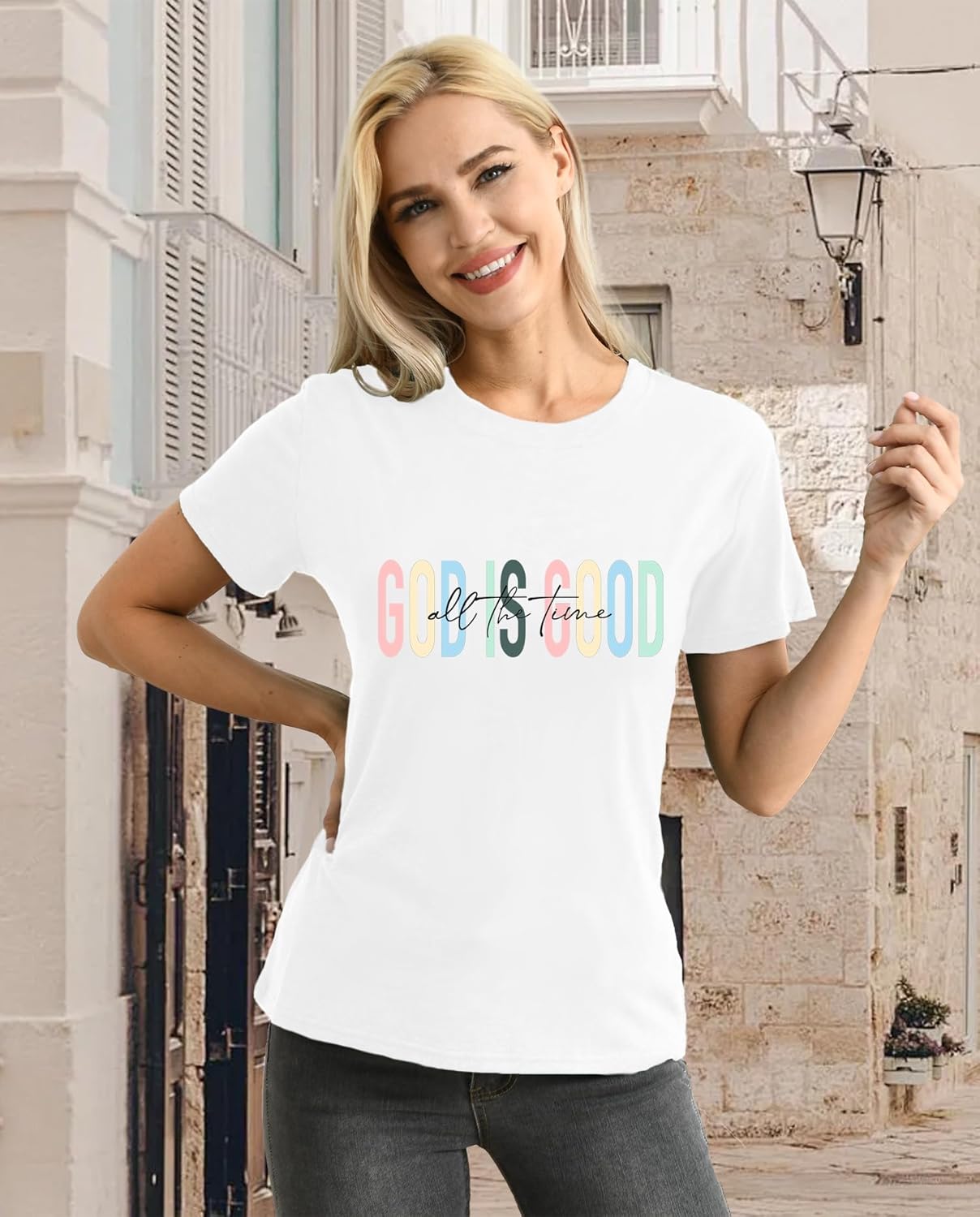 Christian Shirts for Women Jesus T-Shirt: God is Good All The Time Tee Shirt - Image 2