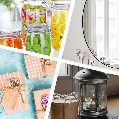 Miniatura 6 de 7 hojas de calcomanías de números para arte de uñas, autoadhesivas, doradas, con purpurina pequeña, juego de calcomanías de letras del alfabeto del