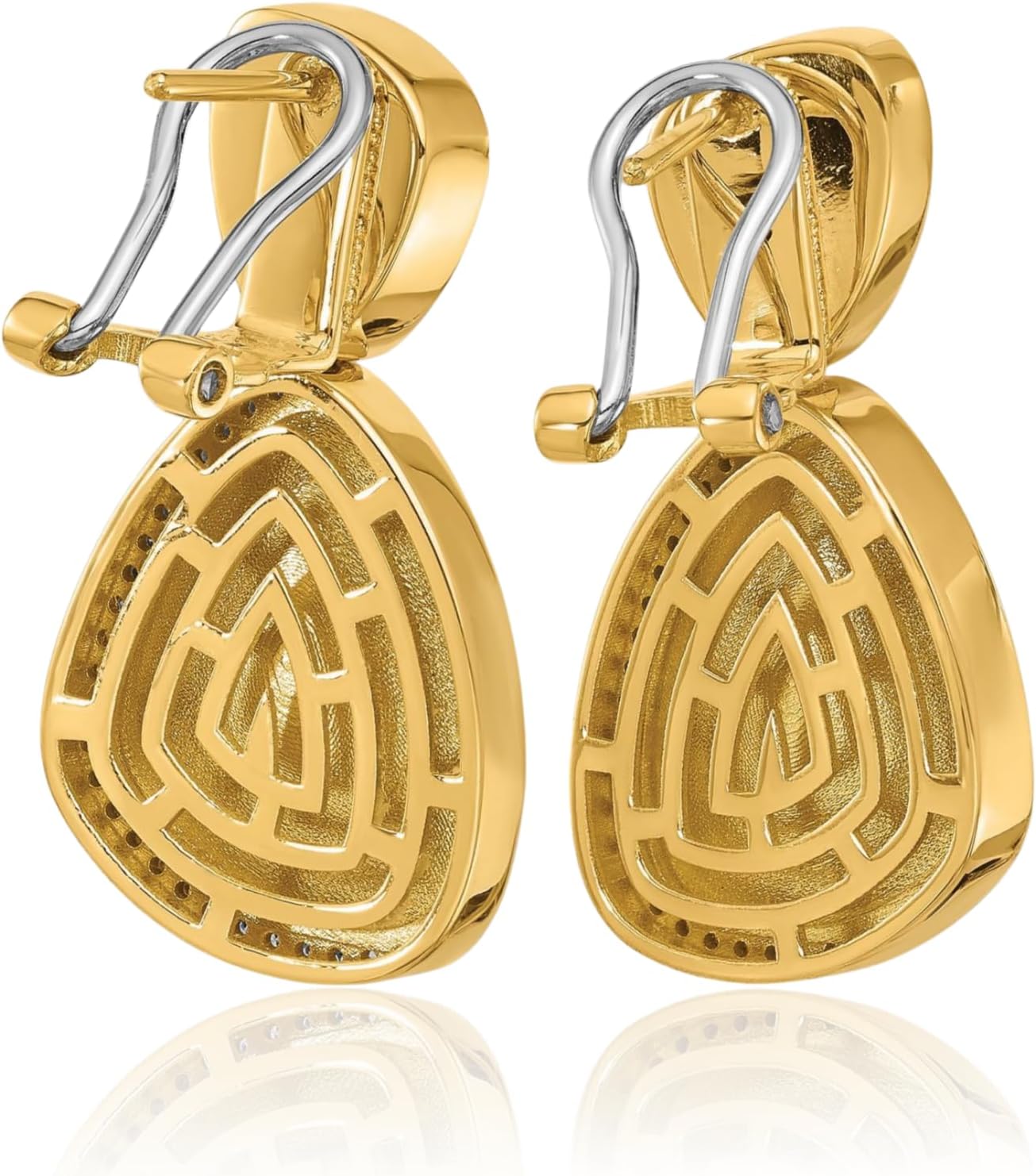 IceCarats 18K Solid Yellow Gold 1.07 carat Diamond Medium Dangle Drop Earrings 30.7mm 1 1/4 inch Round Cut, Natural, Prong Set, Omega Back, Textured, Matte For Her
