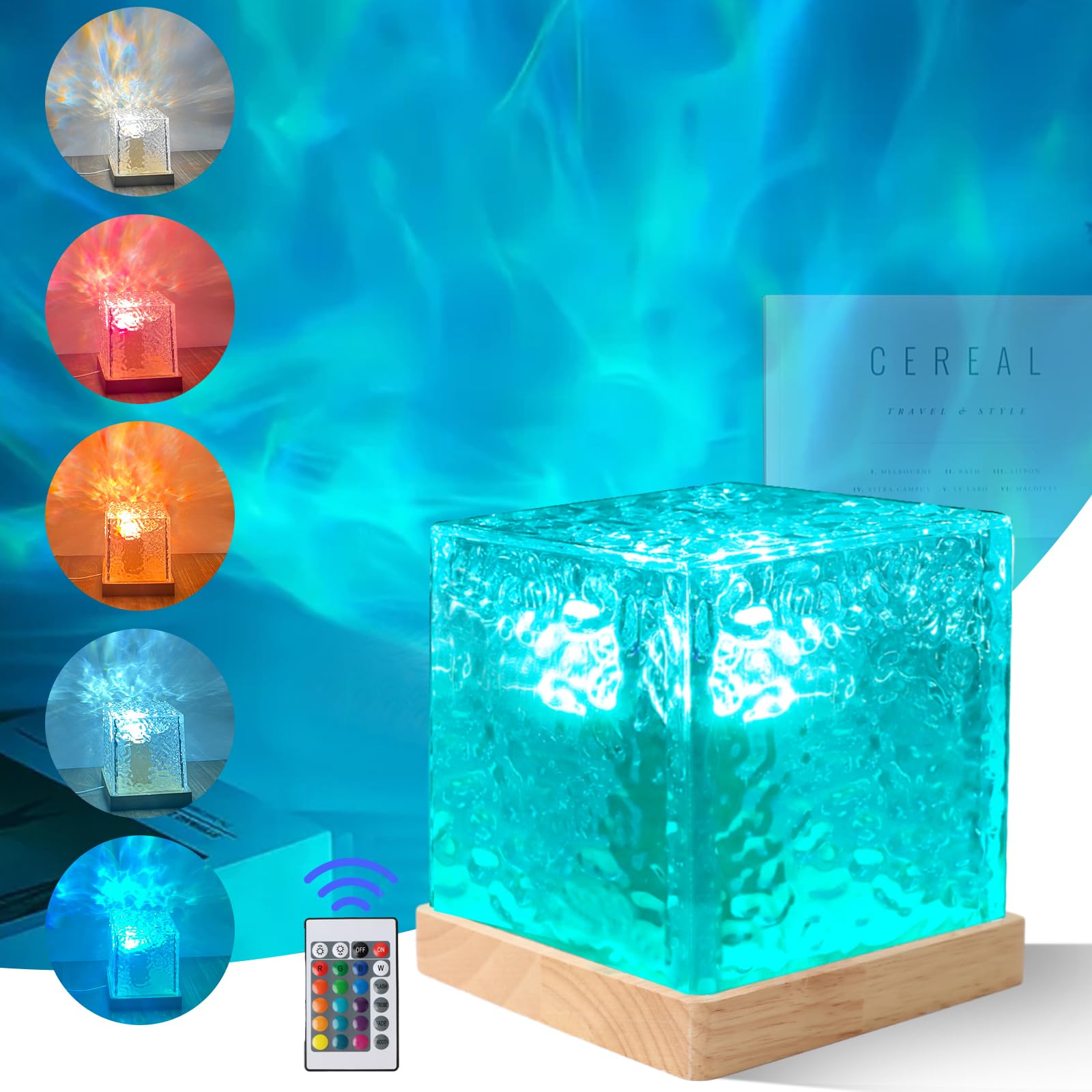 Exsivemy LED Sternenhimmel Projektor, Polarlicht Lampe mit 16 Beleuchtung-Effekten, 30 Beleuchtungsmodi Nordlicht Projektor Lamp, Ocean Lamp für Kinder/Schlafzimmer/Party (Stil1)