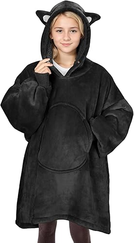 Solaris - Sudadera tipo cobija con capucha aborregada, súper suave y acogedora para adolescentes, niñas, jóvenes, niños (7-15 años), tamaño grande,