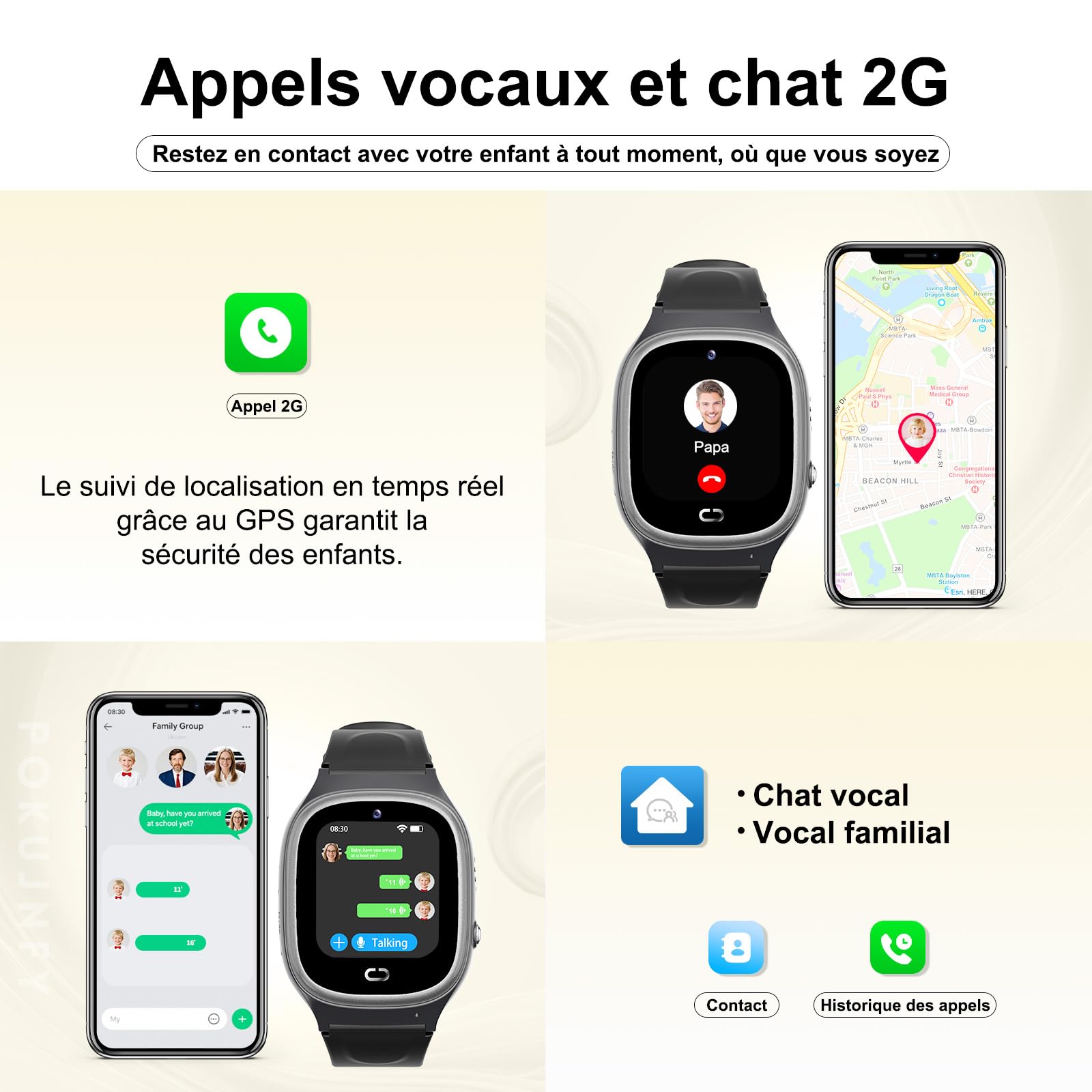 Montre Connectée Enfant GPS Appels Téléphoniques Chat SOS | Contacts Réveil Jeu IP68 Étanche Mode Classe Numérique Montre Enfant Garçons Filles Anniversaire Cadeaux
