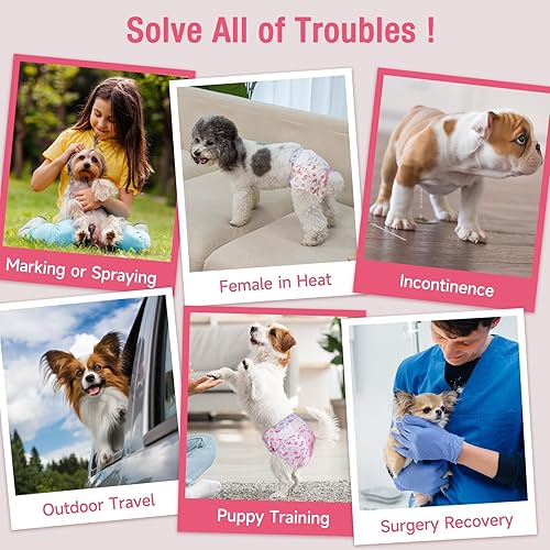 Miniatura 5 de Pet Soft Pañales desechables para perras, pañales para perras con agujero de cola de espuma ajustable, ultra protección, pañales para cachorros y
