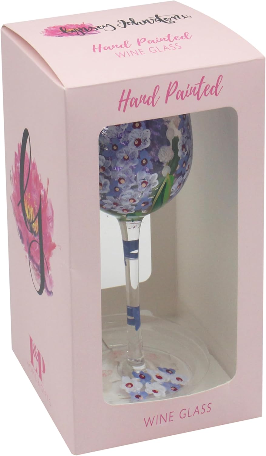 Lesser & Pavey Lynsey Johnstone Pink Gerberas Wine Glass for Home, Kitchen, Restaurant & Parties | Lovely Wine Glassware for Drinks | Ideal Gift for Women, Men, Wedding & Christmas