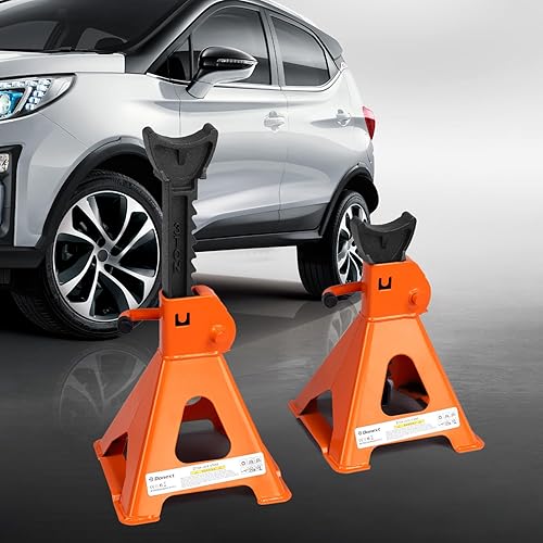 Vista 33 de Donext Jack Stands 3 toneladas (6,500 lb) de acero de capacidad, 1 par de soportes de elevación rojos ajustables