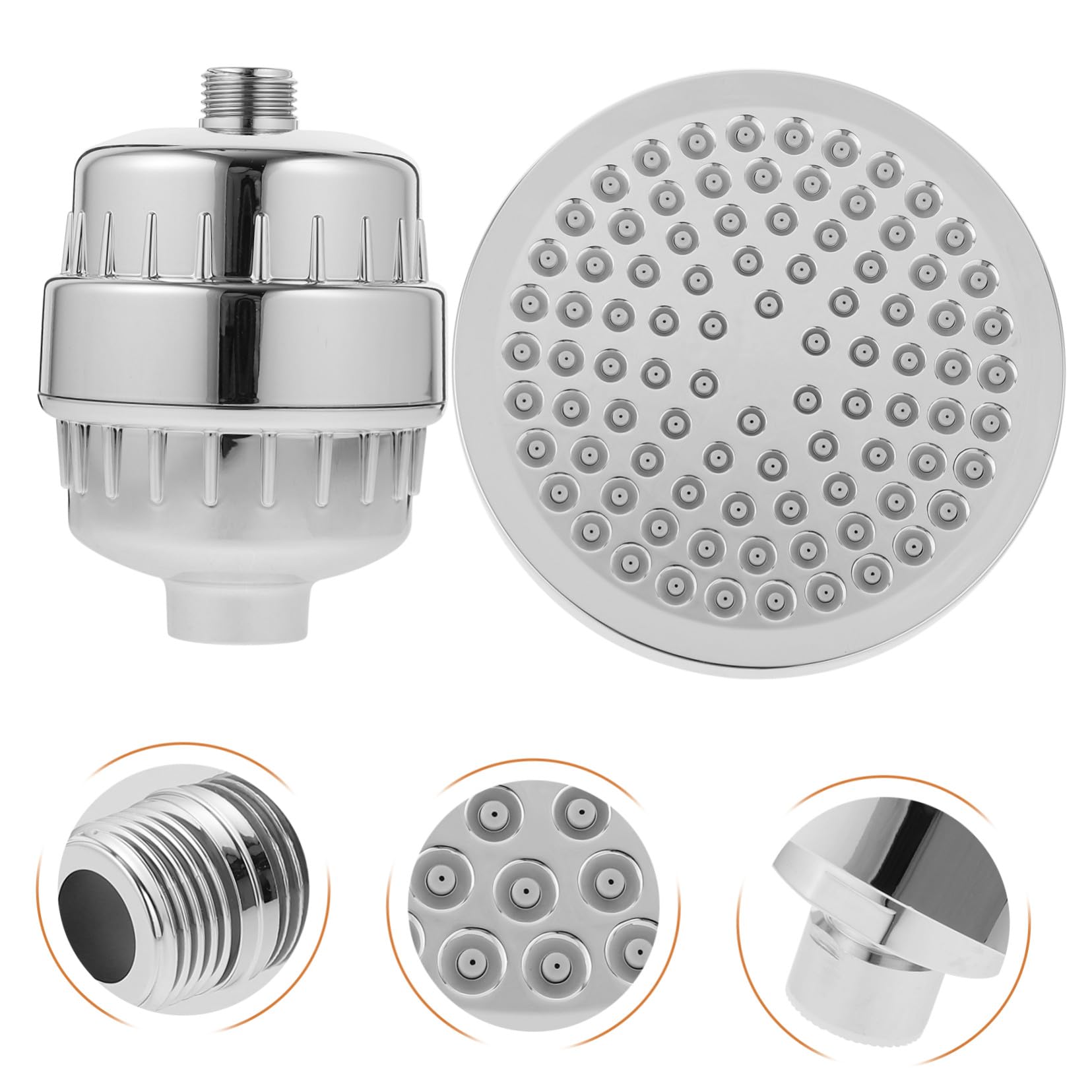 Anneome Filtro de Cabezal de Ducha para Agua Dura, ABS, Rotación 360° | 15 Niveles de Ajuste, Filtración Multicapa, Bola Giratoria Sólida, Acabado Plata, Uso Sencillo para Ducha
