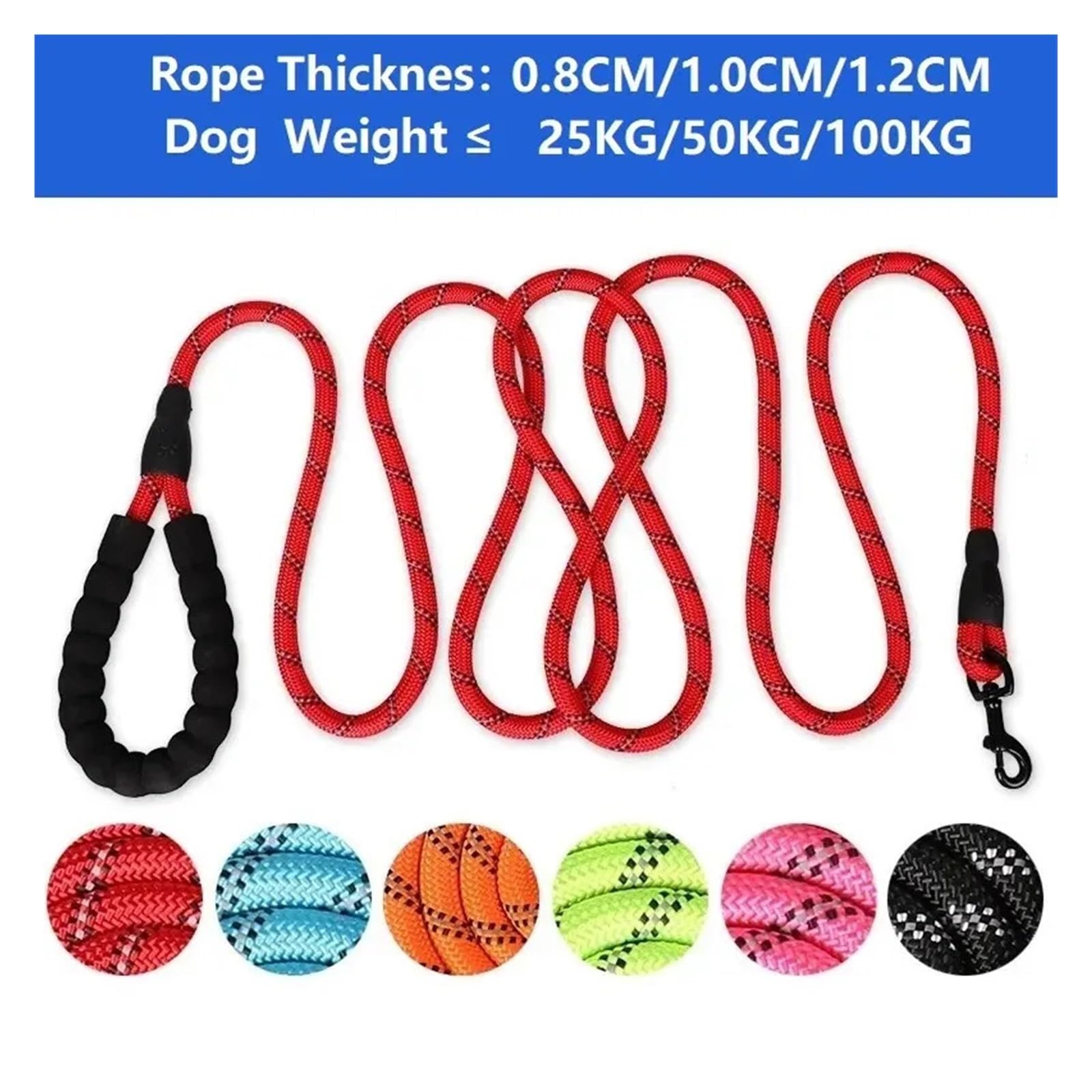Correas For Perros De 150/200/300 CM Correa For Perros Con Mango Suave | For perros pequeños, medianos y grandes Suministros for perros grandes(Pink,1.2cm 3M)