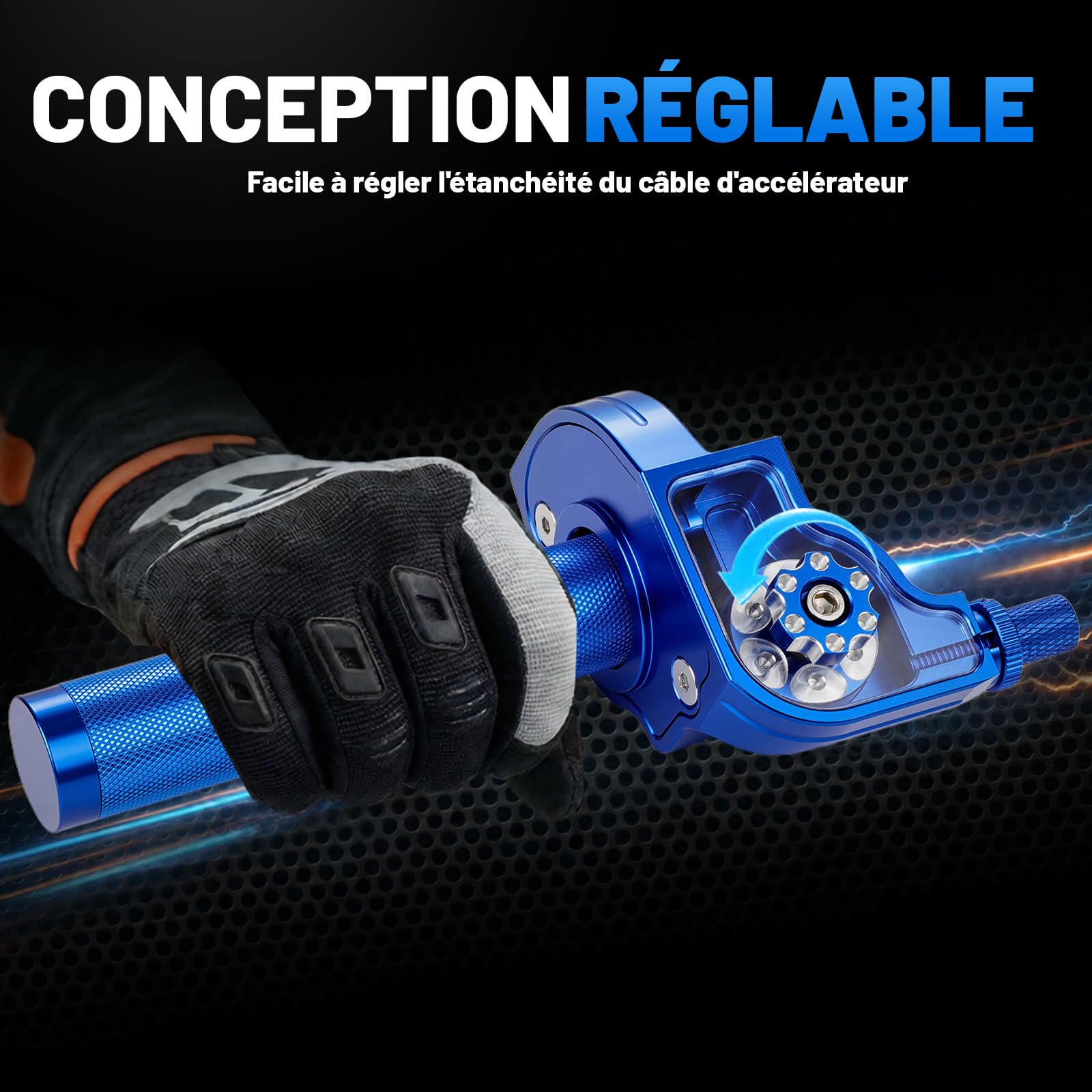 Tirage Rapide Ensemble d'accélérateur pour Moto - Poignées de 22 mm Câble d'accélérateur à tirage rapidepour Yamaha YZ YZF PW WR TTR 50-250cc Dirt Pit Bike Scooter Bleu