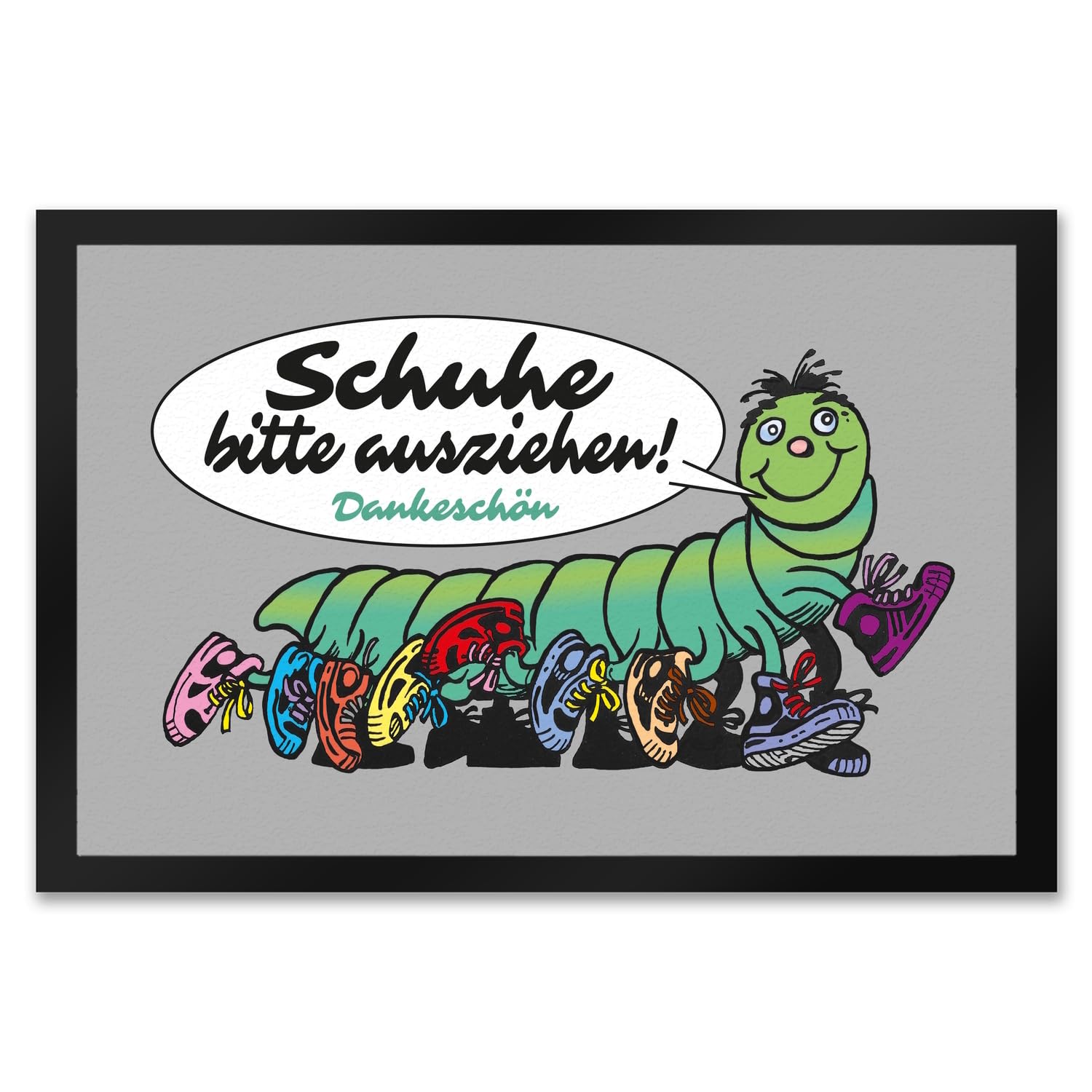 speecheese Tausendfüßler Fußmatte XXL in 50x75 cm mit Spruch Schuhe Bitte ausziehen - Dankeschön Perfekt für Haustüre und Hauseingang Turnschuhe Sneaker und High Heels ausziehen