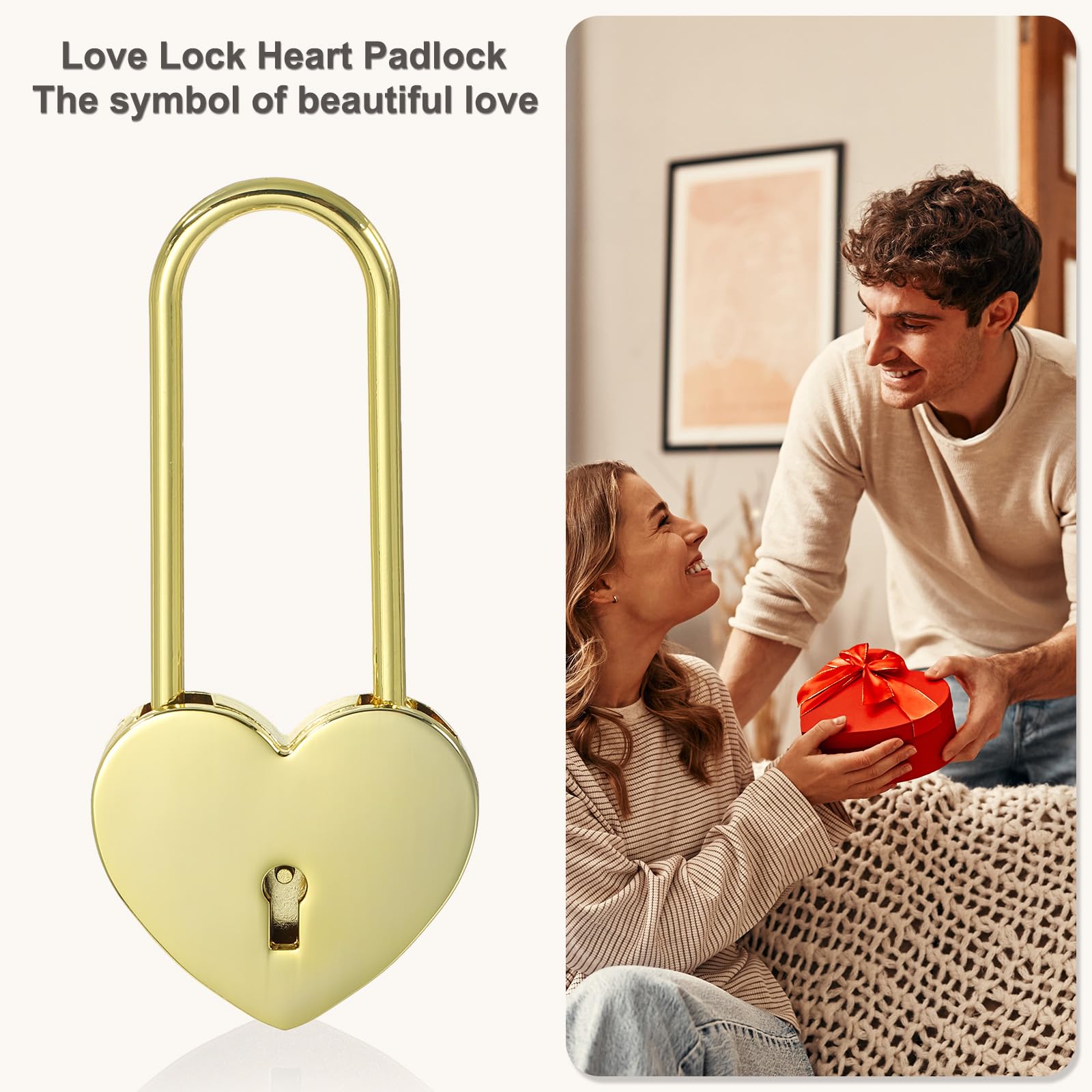 PATIKIL 3.9 Inch Love Locks Heart Padlock with Key Set - Image 4