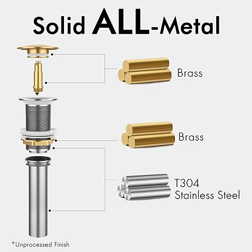 Miniatura 51 de KES S2008A-BK-P2 - Drenaje desplegable para lavabo de baño, 2 unidades de acero inoxidable T304 y latón, 2 unidades para lavabo de baño, color negro