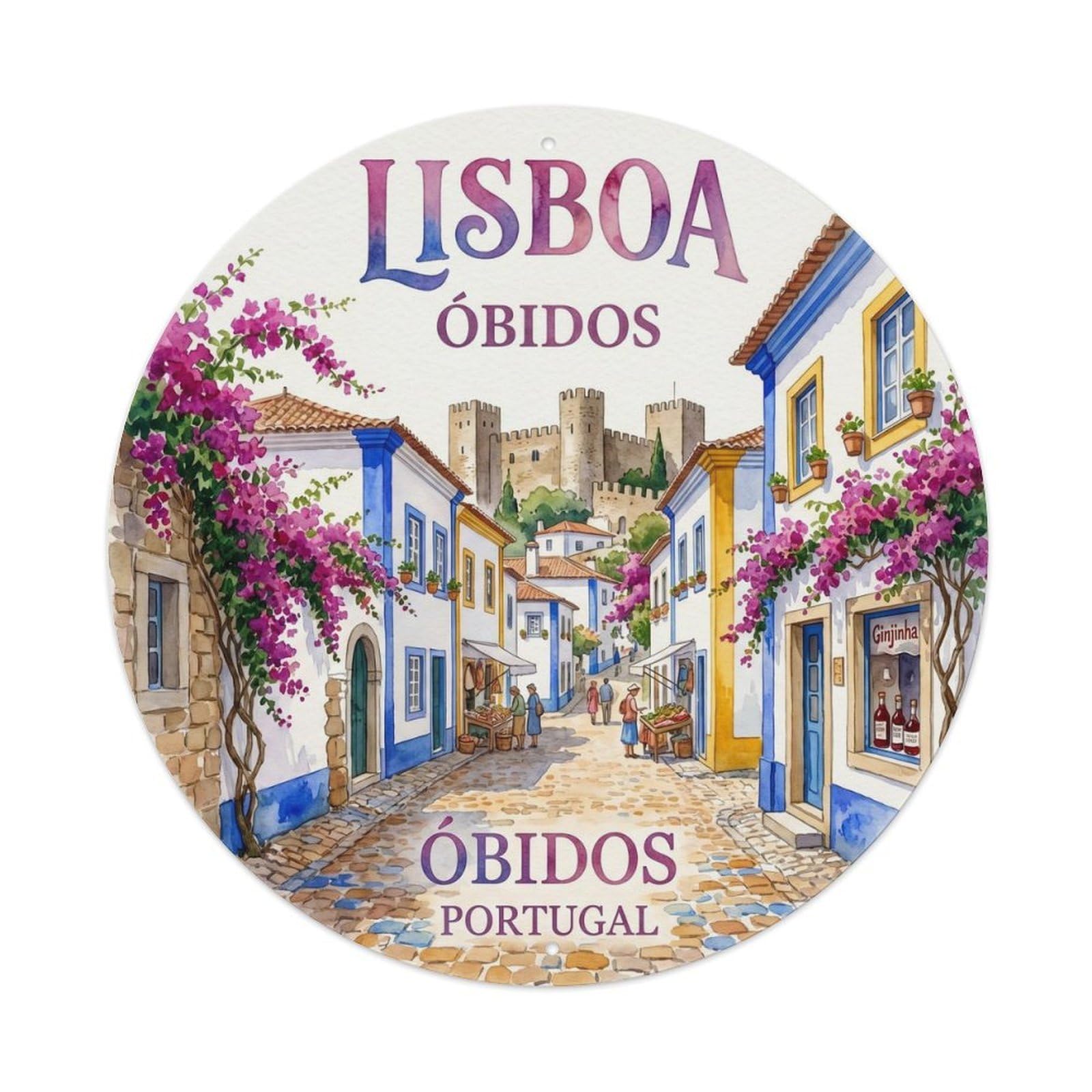 Olhnbad Style Portugal Lisboa Obidos Village Portuguese Heritage Metal Tin Sign
