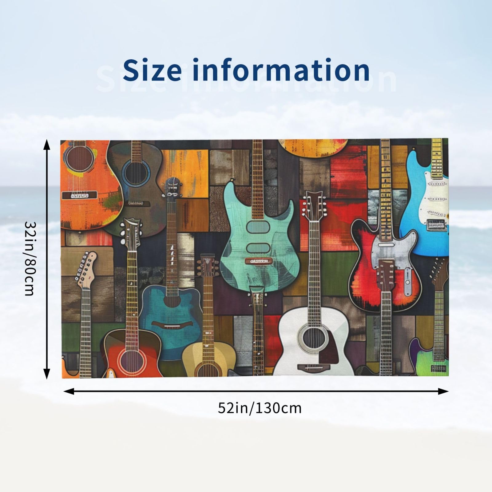 DCEHGEW Color Acoustic and Guitars Printed Microfiber Bath Towels 52x32 Inch, Highly Absorbant Beach Towel Bath Sheets for Bathroom Travel Hotel Spa