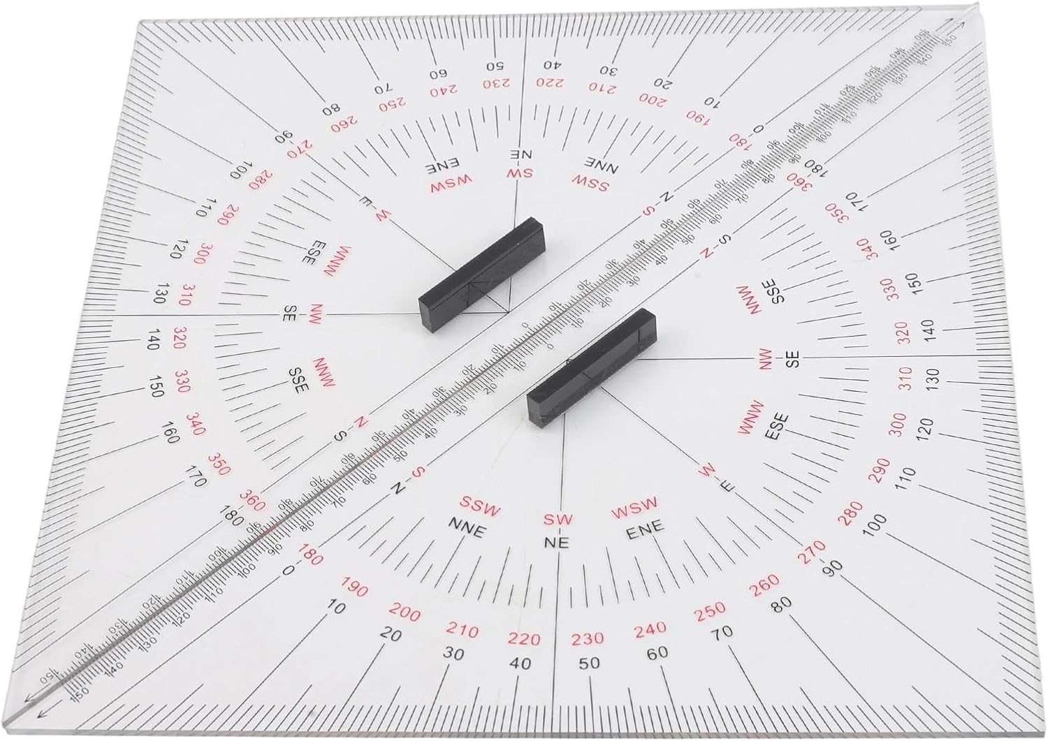 2 Pcs Marine Chart Plotting Triangle Ruler 300mm Protractor High Transparency for acrylic Navigation Tool for Boat Yacht Ship，land navigation kit