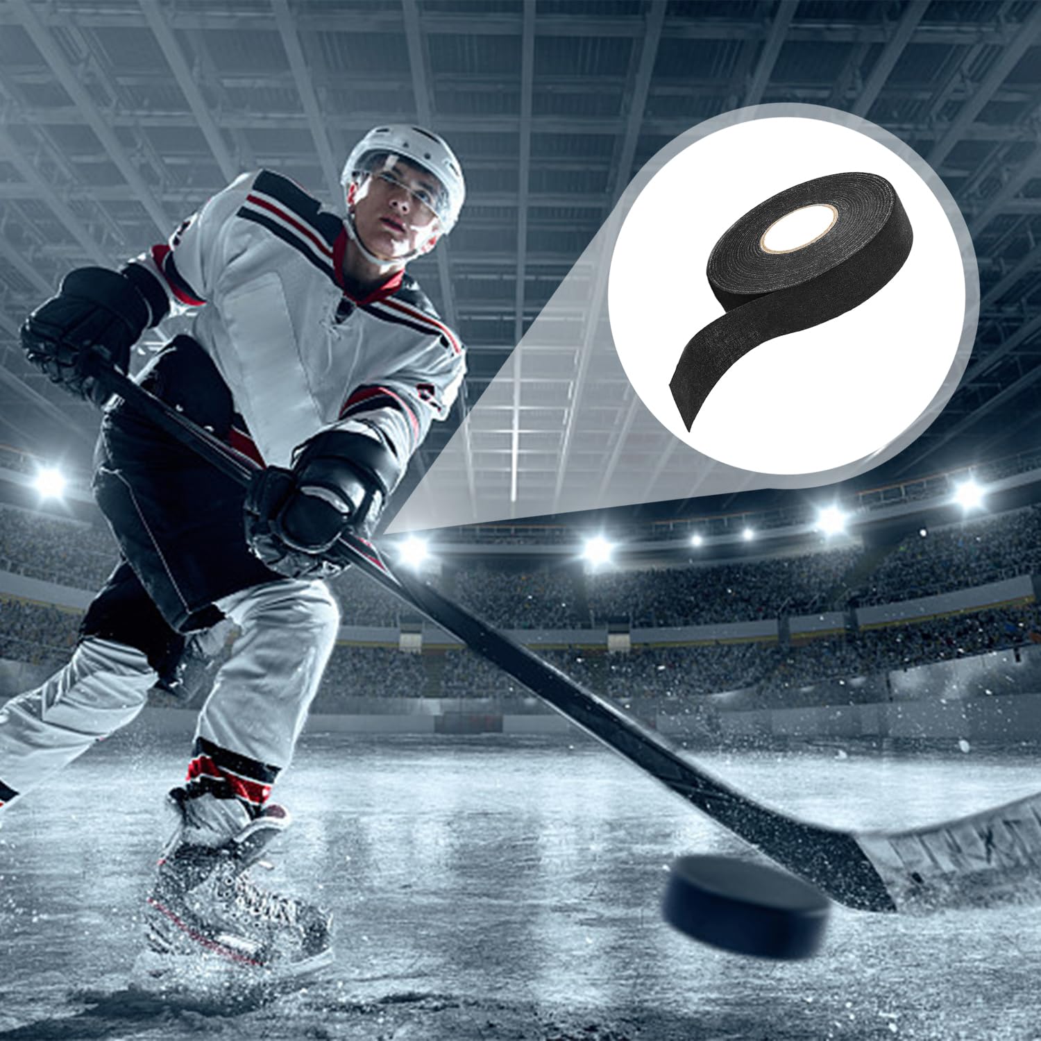 Rollo Cinta Antideslizante Autoadhesiva para Hockey Hielo Raqueta Tenis Resistente Desgaste