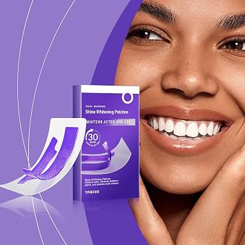 Purple Teeth Whitening Strips, 14Pcs Professional Teeth Whitener Strips, Safe Non-Slip Dry Strip Technology for Tooth Whitening, 30 Minutes Fast Results, Non-Sensitive Formula