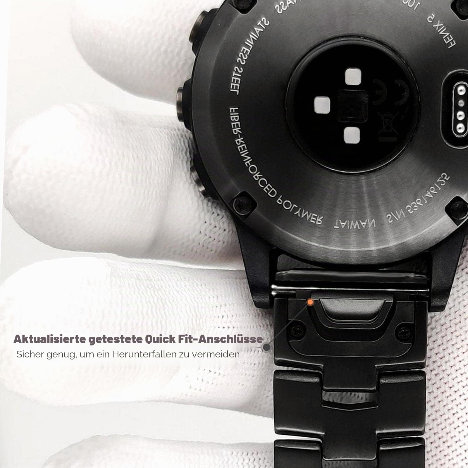 Titan-Uhrenarmband für Garmin Fenix 847mm/Epix Pro 47, schnelle Passform, 22mm, Titan-Metall-Armband mit Edelstahlschnalle für Fenix 7/6/5, Approach S62, Schwarz, QuickFit