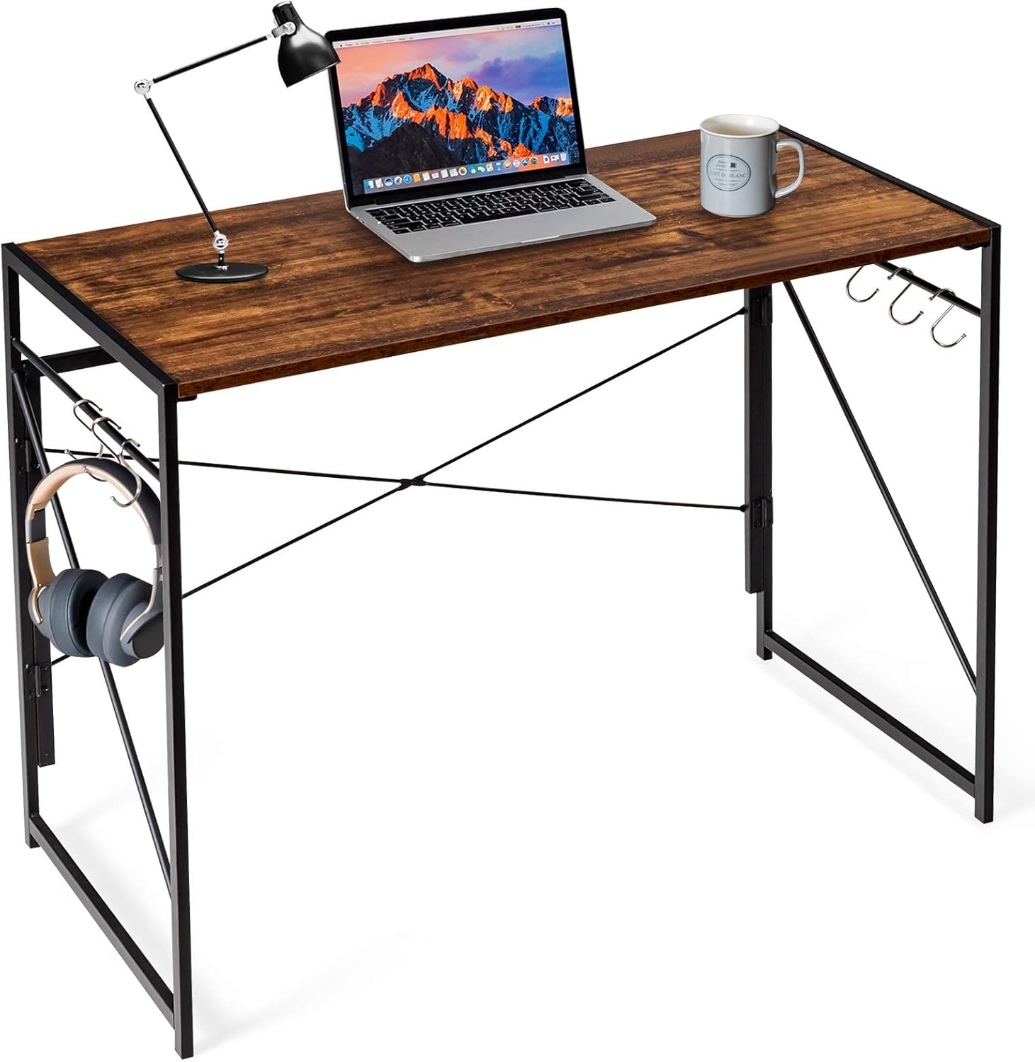 COSTWAY Folding Computer Desk, Modern Simple Study Desk Writing