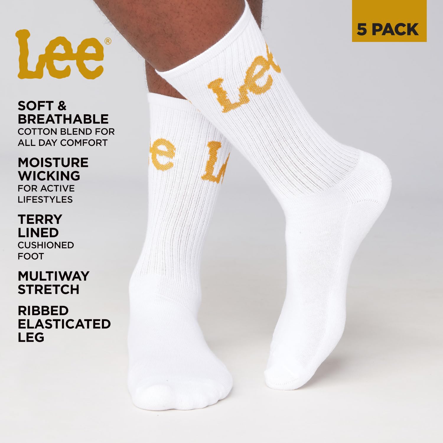 Lee Sportowe skarpety sportowe unisex Uniseks Unisex Lee Sport Socks In Black/White/Greys | Mens And Womens Wicking Breathable Casual Walking Athletic Sock
