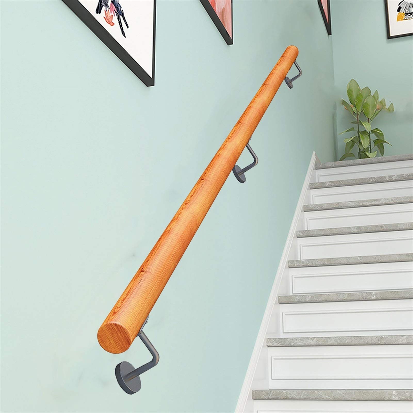 Pasamanos para Escaleras, Pasamanos De Madera Antideslizantes con Soporte Fijo De Acero Inoxidable, Varilla De Soporte De Pasillo, Fácil De Instalar (Size : 100cm)