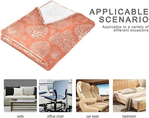 Miniatura 4 de Manta de felpa cálida y ligera con temática marina de 60 x 90 pulgadas para viajes, cama, sofá, adultos y niños