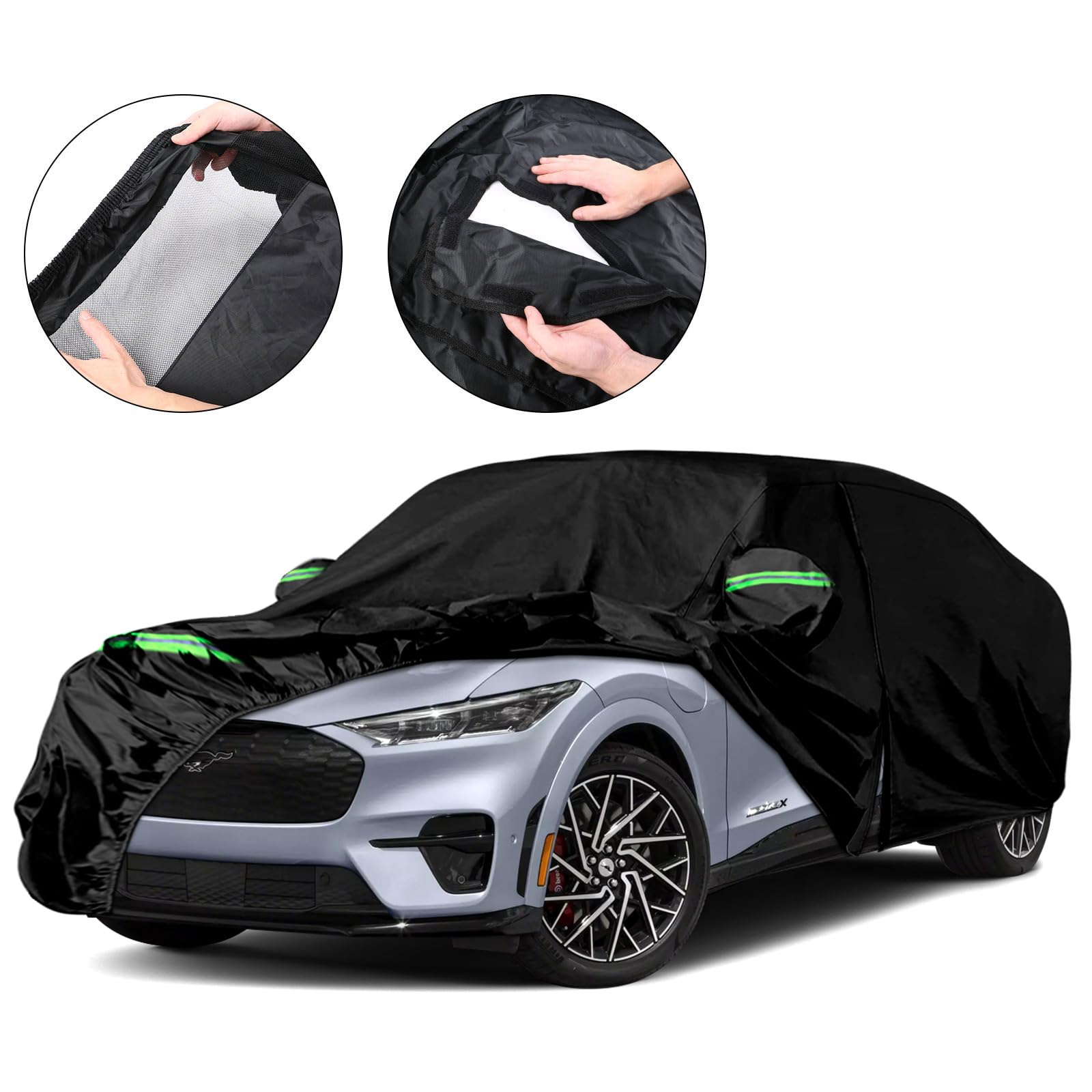Waterproof Car Cover Replace for 2021-2025 Ford Mustang Mach-E 6 Layers All Weather Custom-fit Car Cover with Zipper — view 8