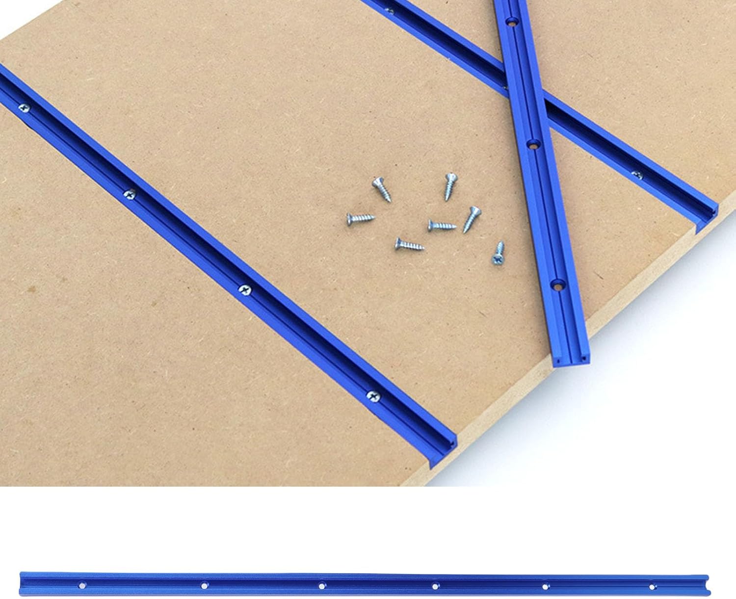 2Pcs Aluminum 23.6 Inch T Track with Screws, 3/4 Inch Double Cut Profile Universal with Predrilled Mounting Holes for Woodworking Jigs and Fixtures, Drill Press Table